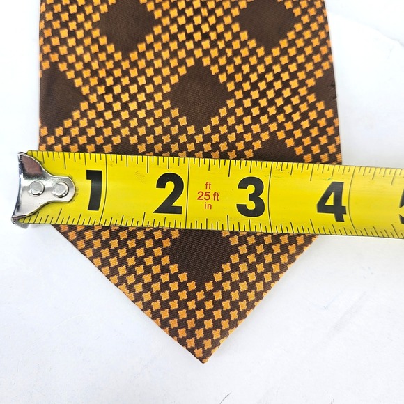 Vtg NWT Briar Tie Mens Brown Orange Brown Geometric Funky Retro Pride of England - Picture 7 of 7